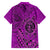 Hawaii Monk Seal and Dolphin Family Matching Off Shoulder Maxi Dress and Hawaiian Shirt Polynesian Kakau Pattern Pink