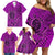 Hawaii Monk Seal and Dolphin Family Matching Off Shoulder Short Dress and Hawaiian Shirt Polynesian Kakau Pattern Pink