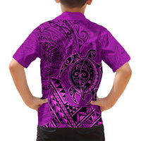 Hawaii Monk Seal and Dolphin Family Matching Short Sleeve Bodycon Dress and Hawaiian Shirt Polynesian Kakau Pattern Pink