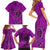 Hawaii Monk Seal and Dolphin Family Matching Short Sleeve Bodycon Dress and Hawaiian Shirt Polynesian Kakau Pattern Pink