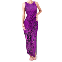Hawaii Monk Seal and Dolphin Family Matching Tank Maxi Dress and Hawaiian Shirt Polynesian Kakau Pattern Pink