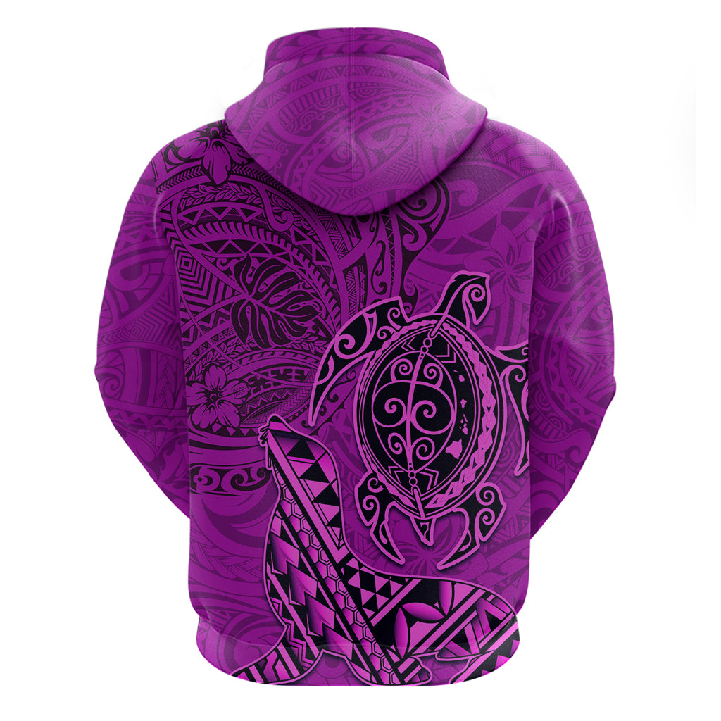 Hawaii Monk Seal and Dolphin Hoodie Polynesian Kakau Pattern Pink