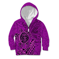 Hawaii Monk Seal and Dolphin Kid Hoodie Polynesian Kakau Pattern Pink