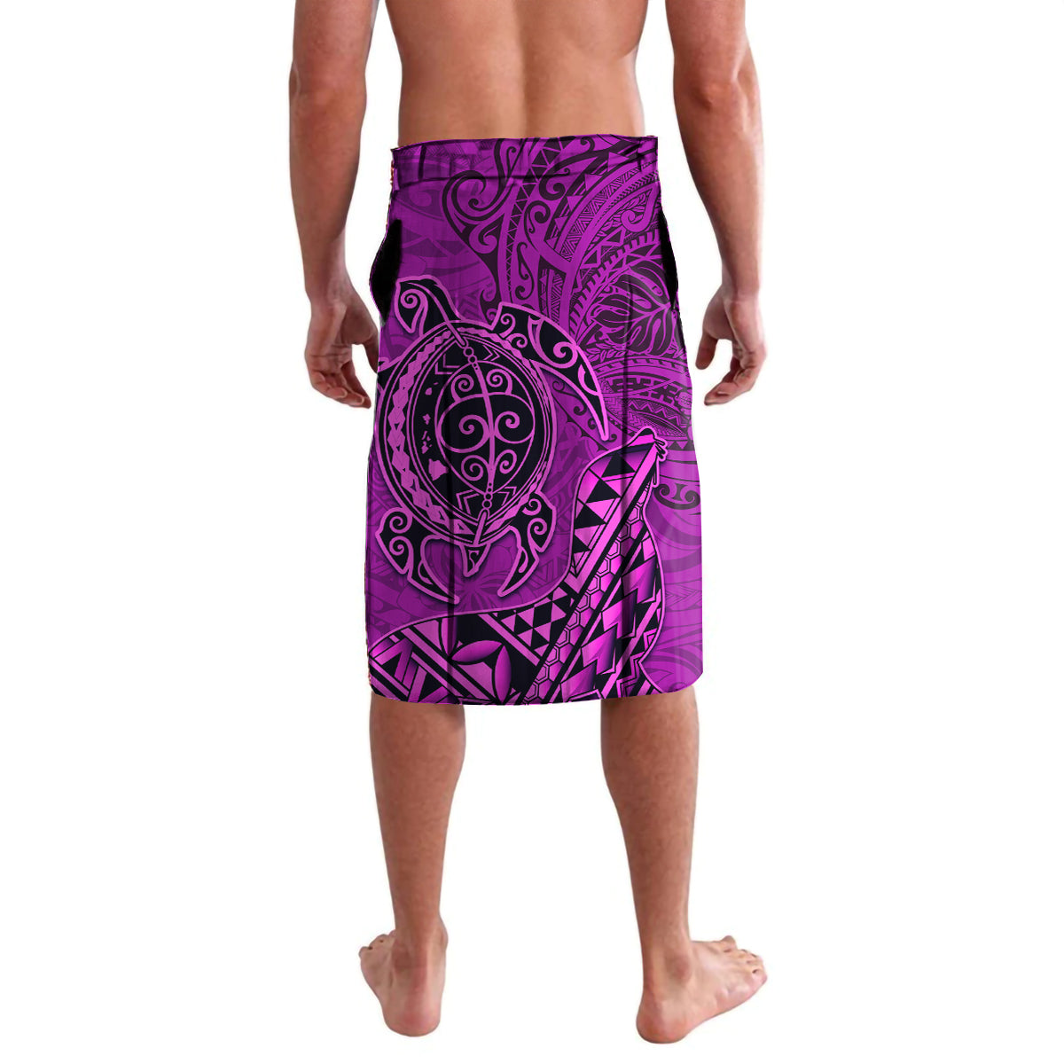 Hawaii Monk Seal and Dolphin Lavalava Polynesian Kakau Pattern Pink LT03 - Polynesian Pride