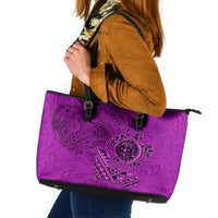 Hawaii Monk Seal and Dolphin Leather Tote Bag Polynesian Kakau Pattern Pink LT03 Pink - Polynesian Pride