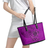 Hawaii Monk Seal and Dolphin Leather Tote Bag Polynesian Kakau Pattern Pink LT03 - Polynesian Pride
