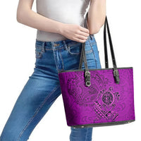 Hawaii Monk Seal and Dolphin Leather Tote Bag Polynesian Kakau Pattern Pink LT03 - Polynesian Pride