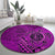 Hawaii Monk Seal and Dolphin Round Carpet Polynesian Kakau Pattern Pink