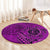 Hawaii Monk Seal and Dolphin Round Carpet Polynesian Kakau Pattern Pink