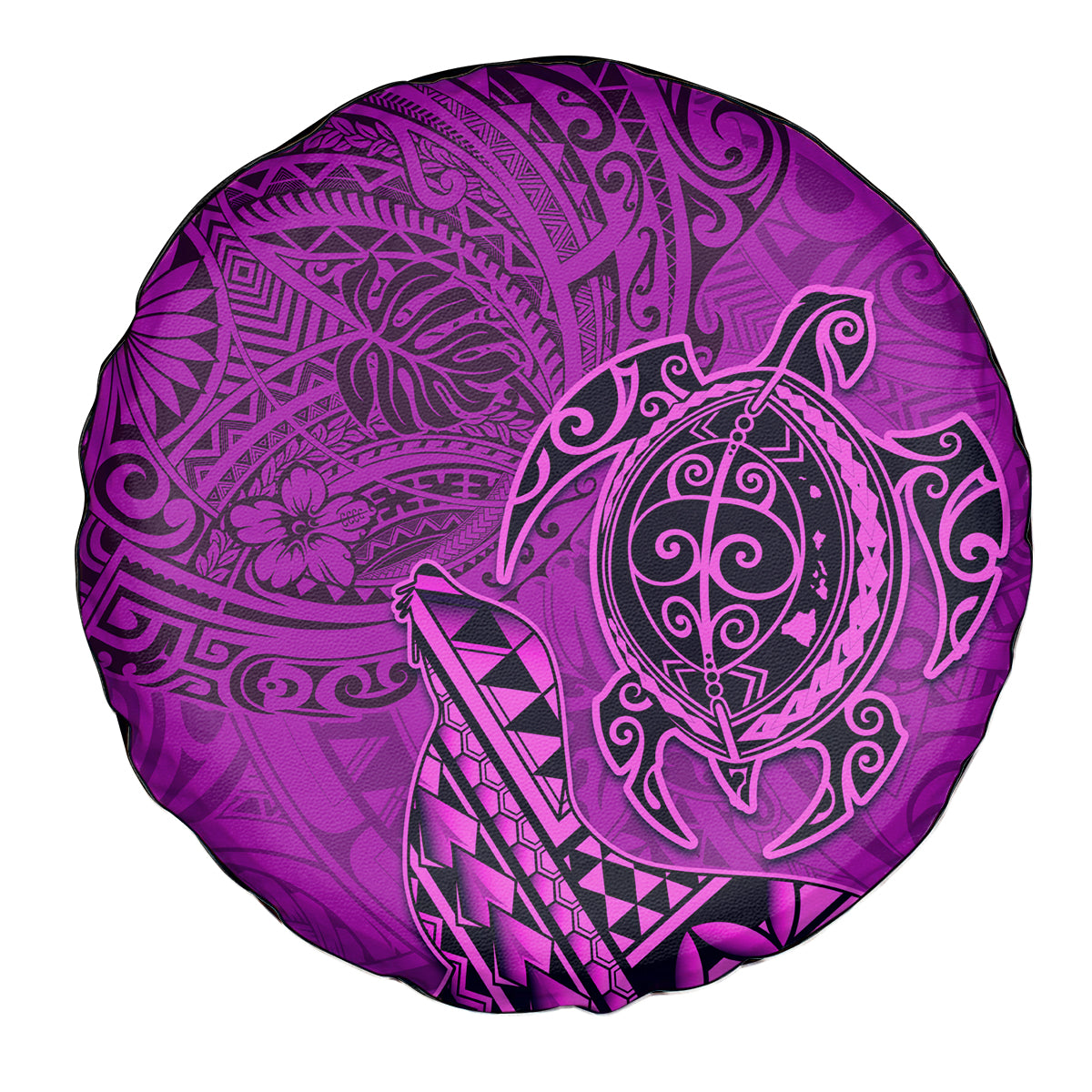 Hawaii Monk Seal and Dolphin Spare Tire Cover Polynesian Kakau Pattern Pink LT03 - Polynesian Pride
