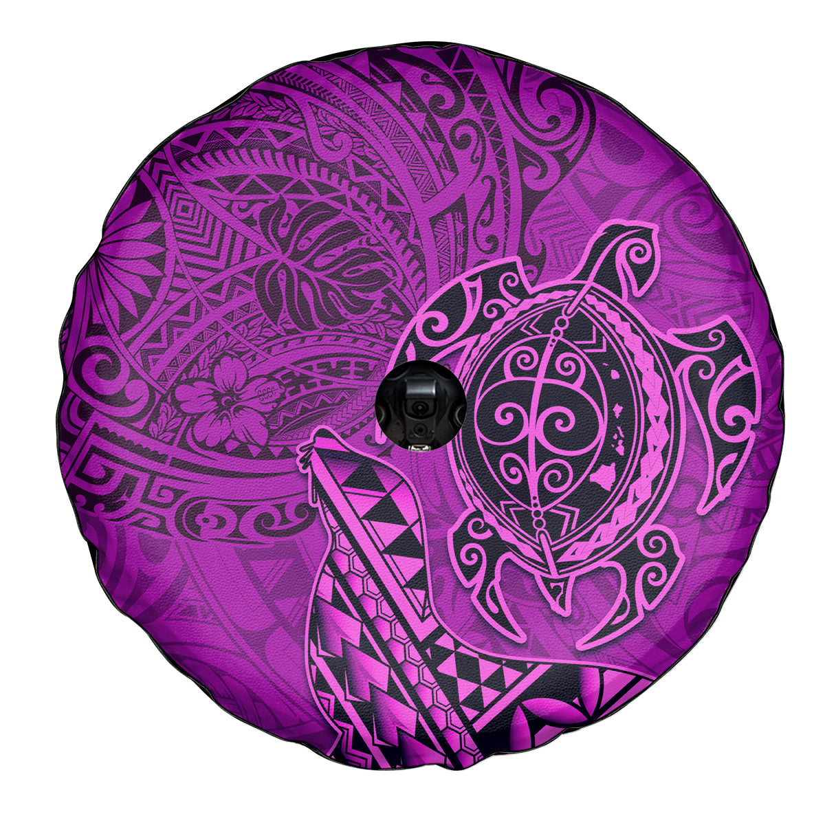 Hawaii Monk Seal and Dolphin Spare Tire Cover Polynesian Kakau Pattern Pink LT03 - Polynesian Pride