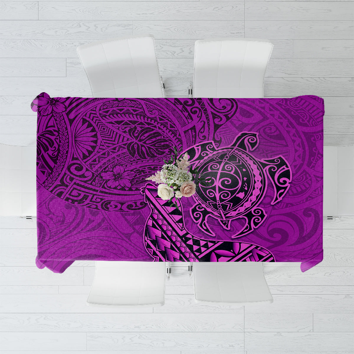 Hawaii Monk Seal and Dolphin Tablecloth Polynesian Kakau Pattern Pink LT03 Pink - Polynesian Pride