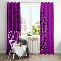 Hawaii Monk Seal and Dolphin Window Curtain Polynesian Kakau Pattern Pink LT03 - Polynesian Pride