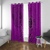 Hawaii Monk Seal and Dolphin Window Curtain Polynesian Kakau Pattern Pink LT03 With Grommets Pink - Polynesian Pride