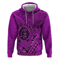 Hawaii Monk Seal and Dolphin Zip Hoodie Polynesian Kakau Pattern Pink