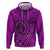 Hawaii Monk Seal and Dolphin Zip Hoodie Polynesian Kakau Pattern Pink