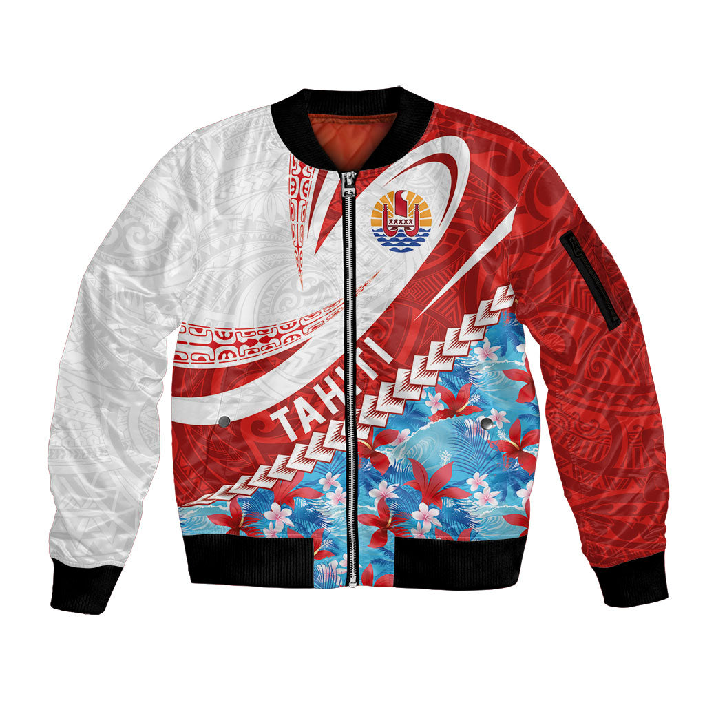 Personalized Tahiti Surfing 2026 Sleeve Zip Bomber Jacket Marquesan Tattoo-Sporty Style LT03 Unisex Multicolor - Polynesian Pride