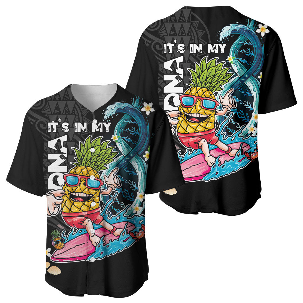 Hawaii Pineapple Surfing Baseball Jersey It's in My DNA - Kakau and Polynesian Pattern LT03 - Polynesian Pride
