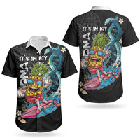 Hawaii Pineapple Surfing Couples Matching Long Sleeve Bodycon Dress and Hawaiian Shirt It's in My DNA - Kakau and Polynesian Pattern LT03 - Polynesian Pride