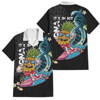 Hawaii Pineapple Surfing Family Matching Long Sleeve Bodycon Dress and Hawaiian Shirt It's in My DNA - Kakau and Polynesian Pattern LT03 Dad's Shirt - Short Sleeve Black - Polynesian Pride