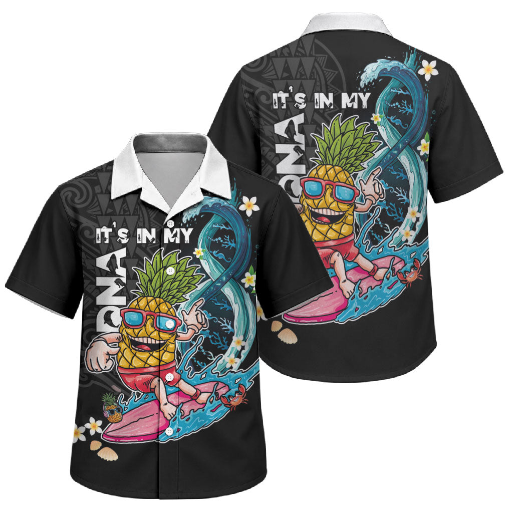 Hawaii Pineapple Surfing Family Matching Long Sleeve Bodycon Dress and Hawaiian Shirt It's in My DNA - Kakau and Polynesian Pattern LT03 Son's Shirt Black - Polynesian Pride