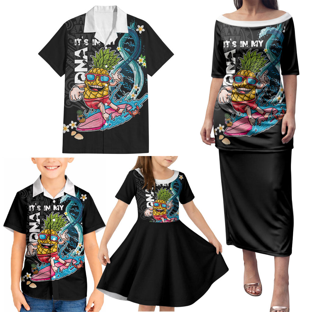 Hawaii Pineapple Surfing Family Matching Puletasi and Hawaiian Shirt It's in My DNA - Kakau and Polynesian Pattern LT03 - Polynesian Pride