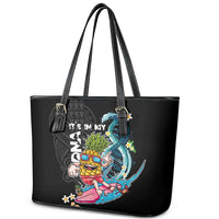 Hawaii Pineapple Surfing Leather Tote Bag It's in My DNA - Kakau and Polynesian Pattern LT03 - Polynesian Pride