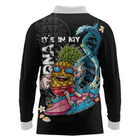 Hawaii Pineapple Surfing Long Sleeve Polo Shirt It's in My DNA - Kakau and Polynesian Pattern LT03 - Polynesian Pride