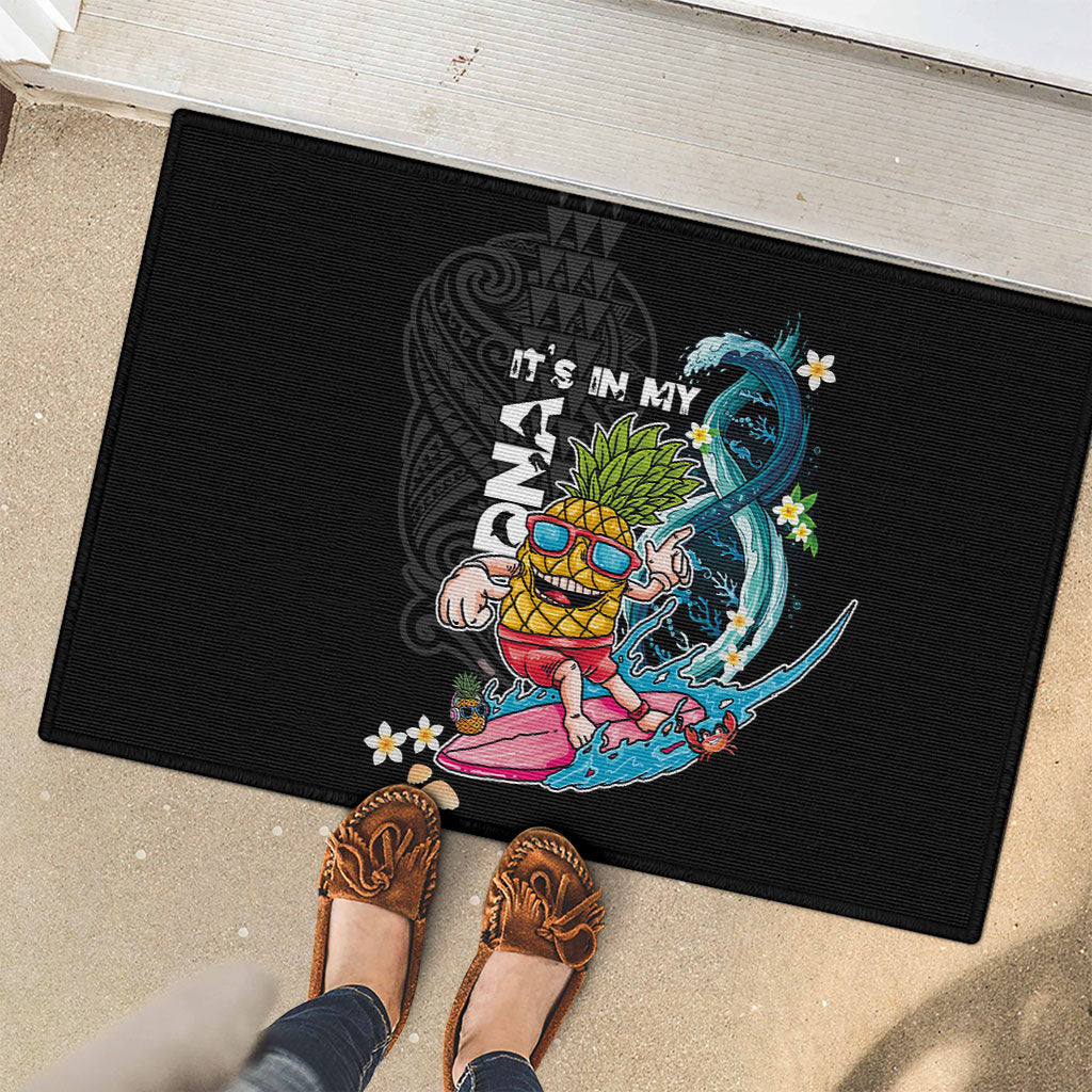 Hawaii Pineapple Surfing Rubber Doormat It's in My DNA - Kakau and Polynesian Pattern LT03 - Polynesian Pride