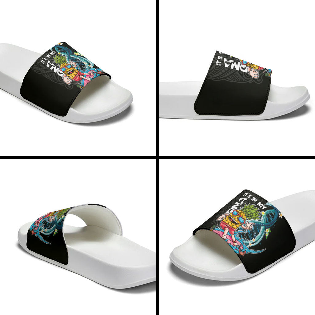Hawaii Pineapple Surfing Slide Sandals It's in My DNA - Kakau and Polynesian Pattern LT03 - Polynesian Pride
