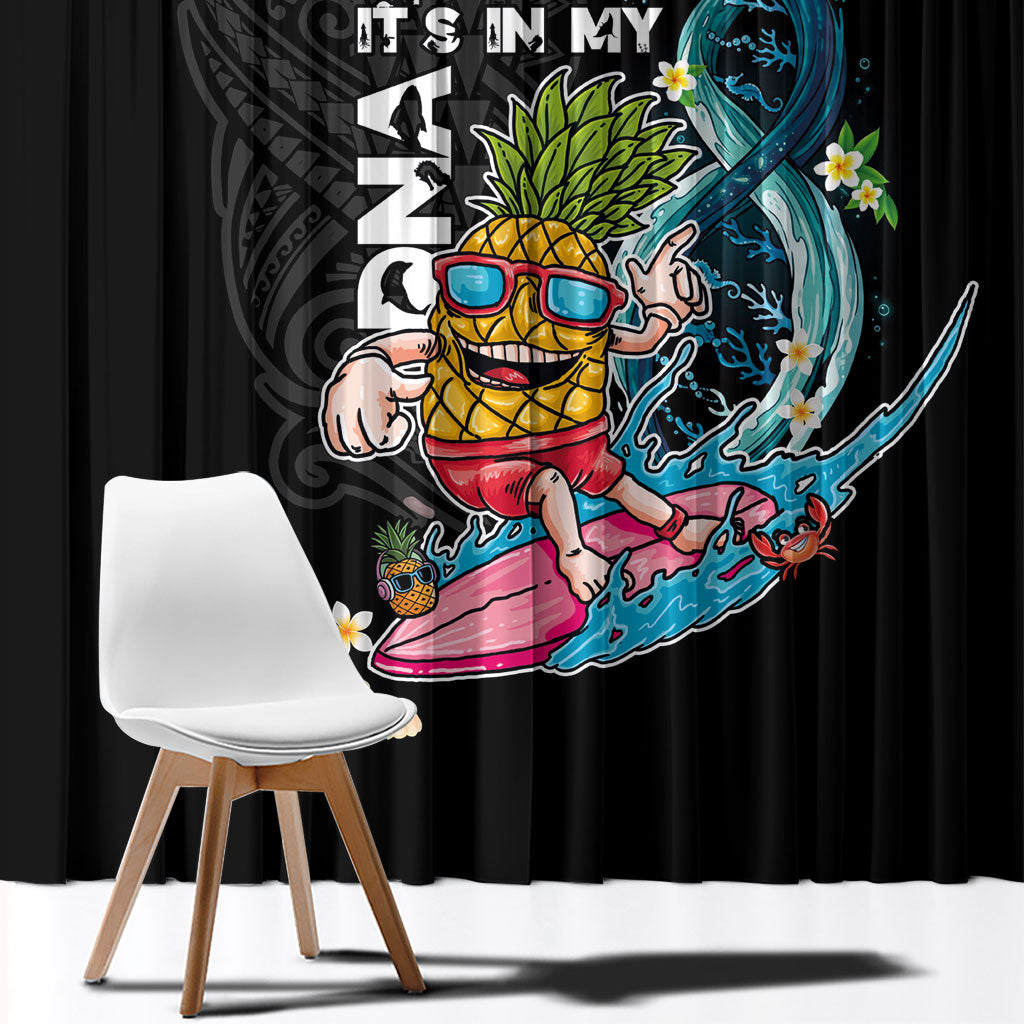 Hawaii Pineapple Surfing Window Curtain It's in My DNA - Kakau and Polynesian Pattern LT03 - Polynesian Pride