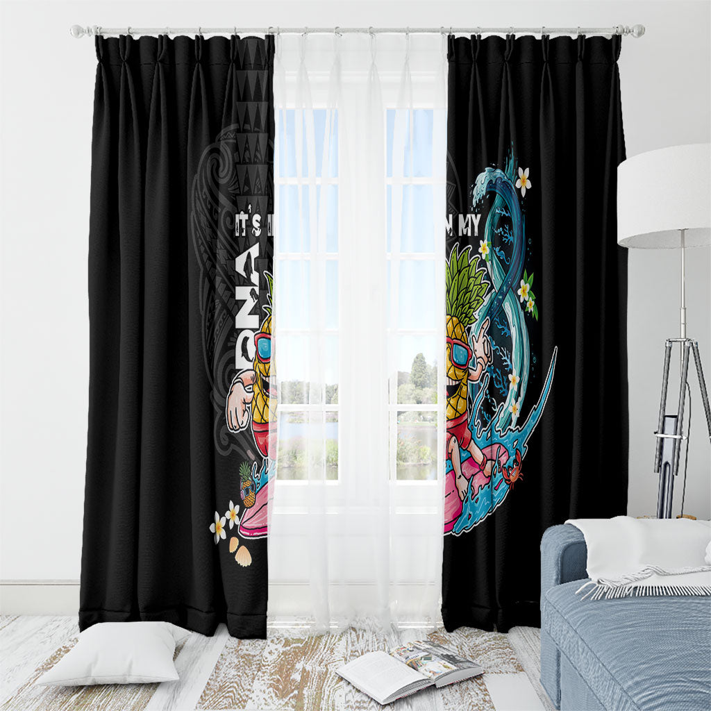Hawaii Pineapple Surfing Window Curtain It's in My DNA - Kakau and Polynesian Pattern LT03 - Polynesian Pride