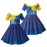 Palau Family Matching Long Sleeve Bodycon Dress and Hawaiian Shirt Jellyfish with Coral Reefs Ocean Vibe and Tapa Pattern LT03 Daughter's Dress Blue - Polynesian Pride