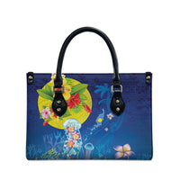 Palau Leather Bag Jellyfish with Coral Reefs Ocean Vibe and Tapa Pattern LT03 - Polynesian Pride