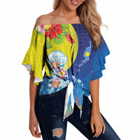 Palau Off Shoulder Wrap Waist Top Jellyfish with Coral Reefs Ocean Vibe and Tapa Pattern LT03 - Polynesian Pride