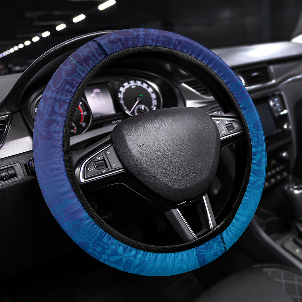 Palau Steering Wheel Cover Jellyfish with Coral Reefs Ocean Vibe and Tapa Pattern LT03 Universal Fit Blue - Polynesian Pride