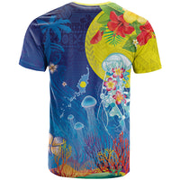 Palau T Shirt Jellyfish with Coral Reefs Ocean Vibe and Tapa Pattern LT03 - Polynesian Pride