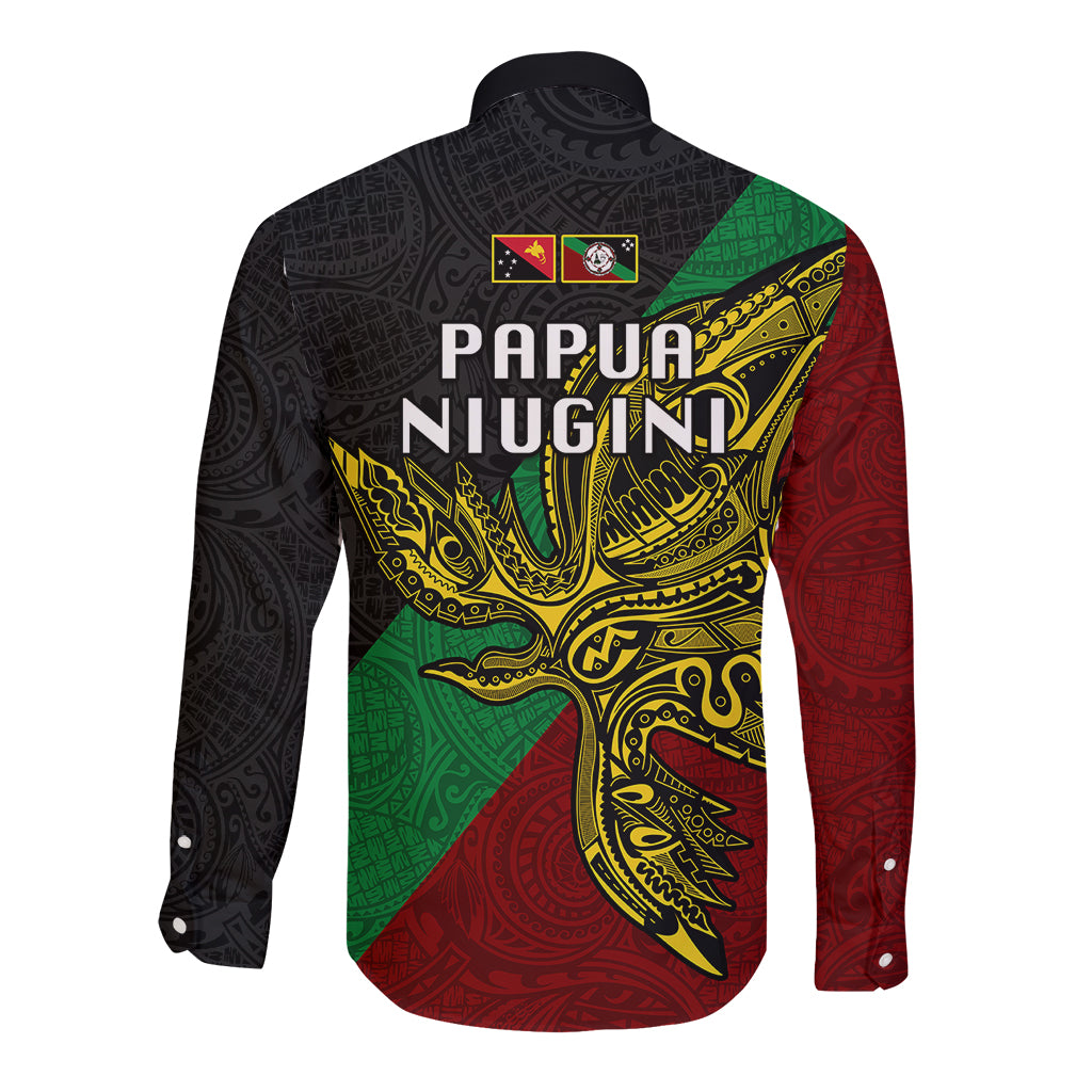 Papua New Guinea East New Britain Province Long Sleeve Button Shirt PNG Birds Of Paradise Polynesian Arty Style LT03 - Polynesian Pride