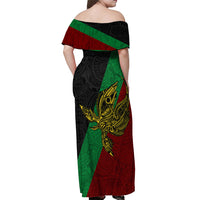 Papua New Guinea East New Britain Province Off Shoulder Maxi Dress PNG Birds Of Paradise Polynesian Arty Style LT03 - Polynesian Pride