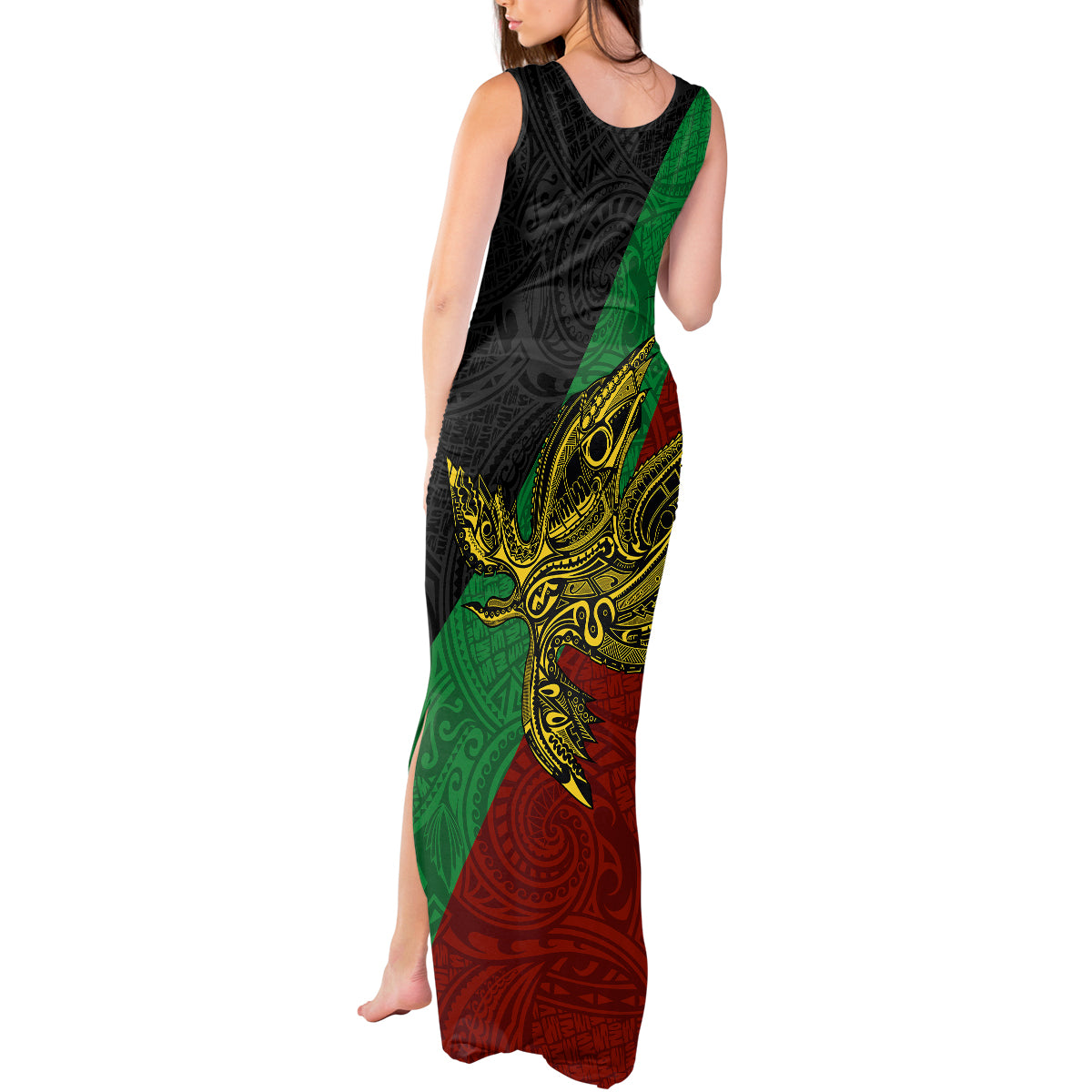 Custom Papua New Guinea East New Britain Province Tank Maxi Dress PNG Birds Of Paradise Polynesian Arty Style LT03 - Polynesian Pride