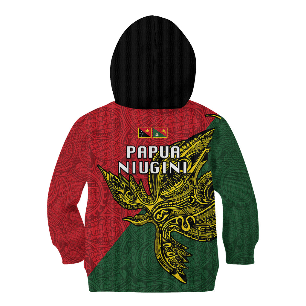 Papua New Guinea East Sepik Province Kid Hoodie PNG Birds Of Paradise Polynesian Arty Style LT03 - Polynesian Pride
