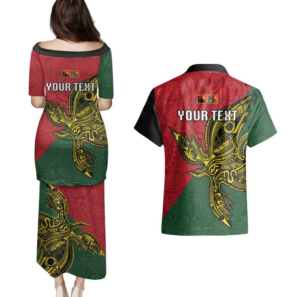 Custom Papua New Guinea East Sepik Province Couples Matching Puletasi Dress and Hawaiian Shirt PNG Birds Of Paradise Polynesian Arty Style LT03 - Polynesian Pride