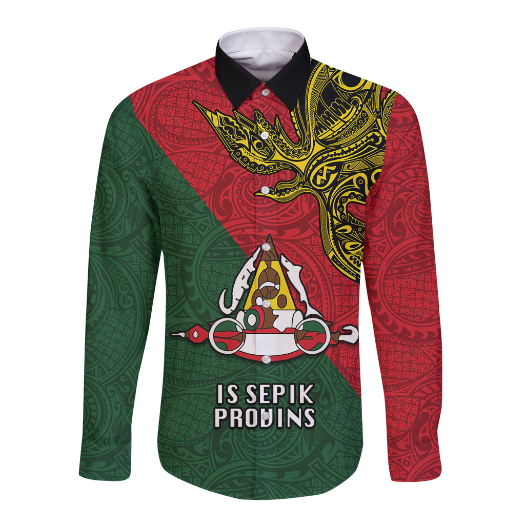 Custom Papua New Guinea East Sepik Province Long Sleeve Button Shirt PNG Birds Of Paradise Polynesian Arty Style LT03 Unisex Green - Polynesian Pride
