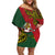 Custom Papua New Guinea East Sepik Province Off Shoulder Short Dress PNG Birds Of Paradise Polynesian Arty Style LT03 Women Green - Polynesian Pride