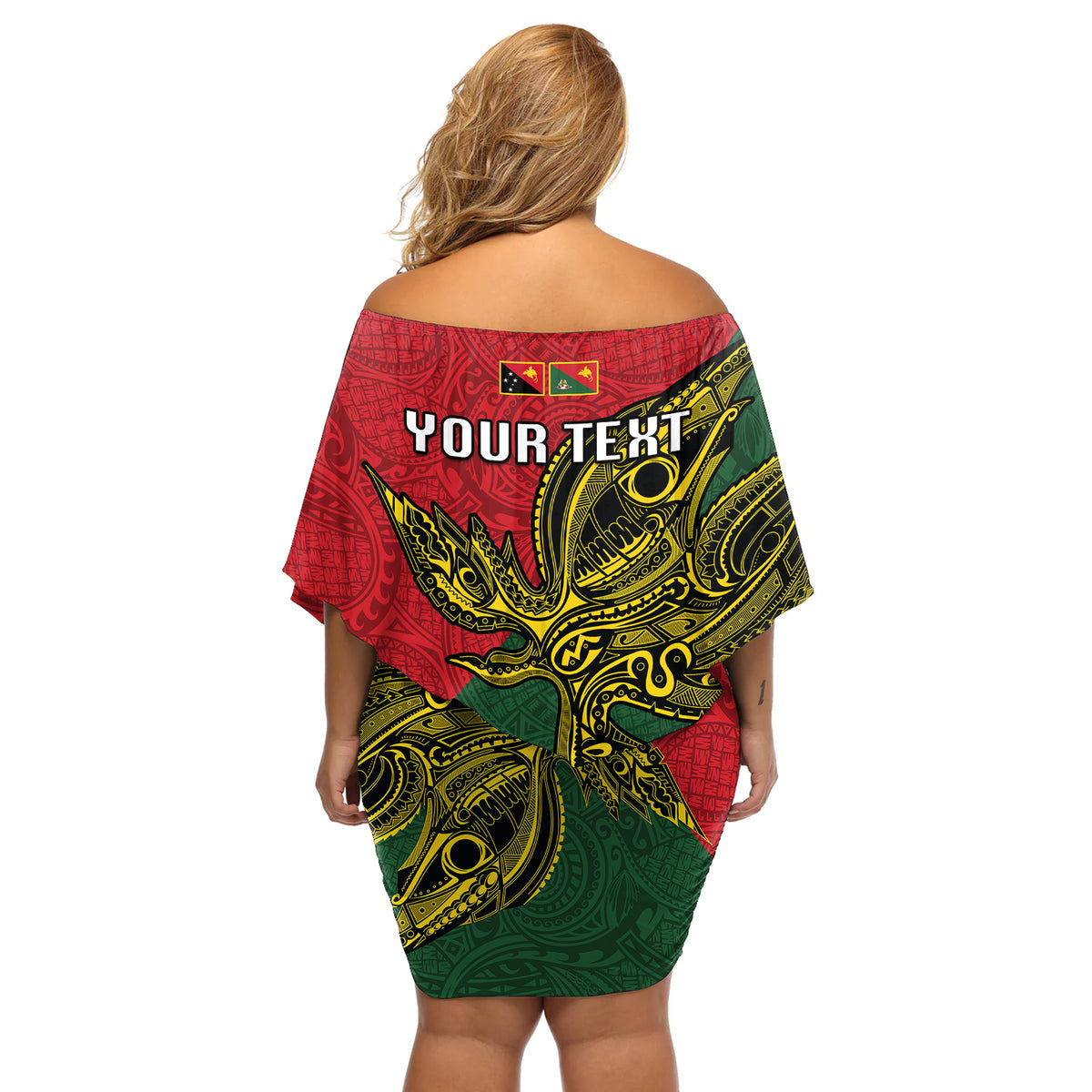 Custom Papua New Guinea East Sepik Province Off Shoulder Short Dress PNG Birds Of Paradise Polynesian Arty Style LT03 - Polynesian Pride