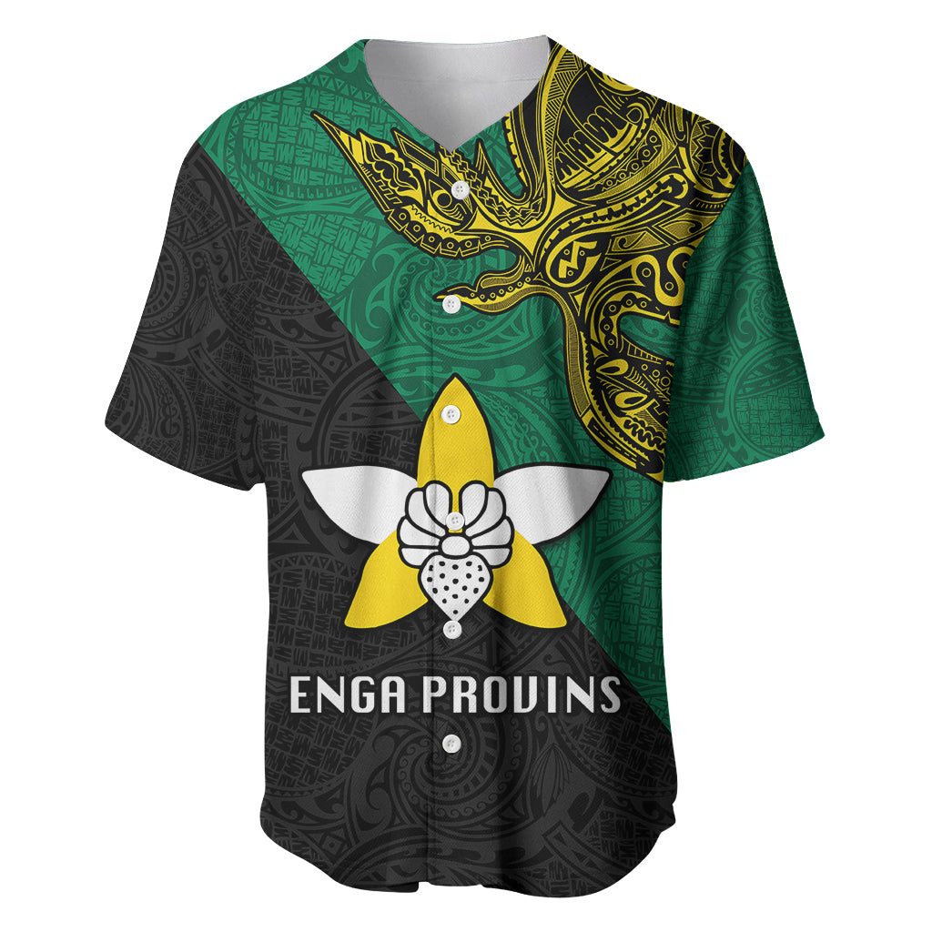 Papua New Guinea Enga Province Baseball Jersey PNG Birds Of Paradise Polynesian Arty Style LT03 Green - Polynesian Pride