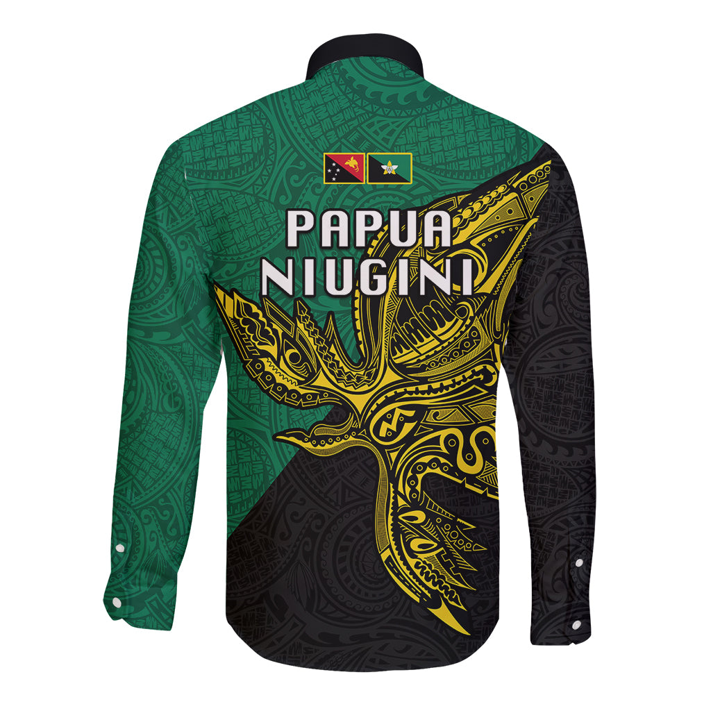 Papua New Guinea Enga Province Long Sleeve Button Shirt PNG Birds Of Paradise Polynesian Arty Style LT03 - Polynesian Pride