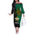 Papua New Guinea Enga Province Off The Shoulder Long Sleeve Dress PNG Birds Of Paradise Polynesian Arty Style LT03 Women Green - Polynesian Pride