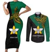 Custom Papua New Guinea Enga Province Couples Matching Short Sleeve Bodycon Dress and Long Sleeve Button Shirts PNG Birds Of Paradise Polynesian Arty Style LT03 Green - Polynesian Pride