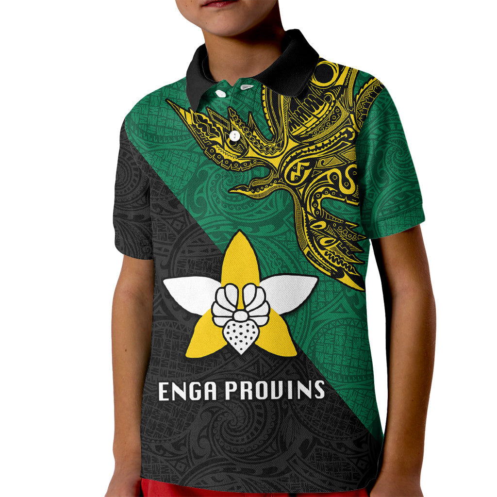 Custom Papua New Guinea Enga Province Kid Polo Shirt PNG Birds Of Paradise Polynesian Arty Style LT03 Kid Green - Polynesian Pride